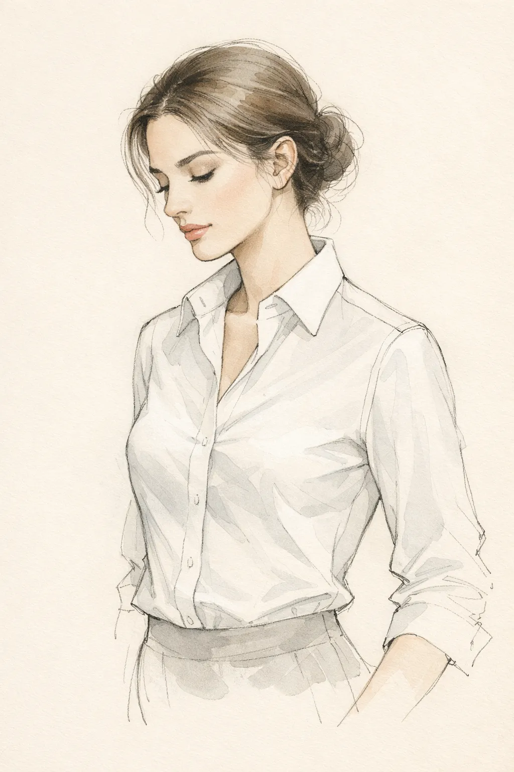 Fashion sketch: посадка белой рубашки