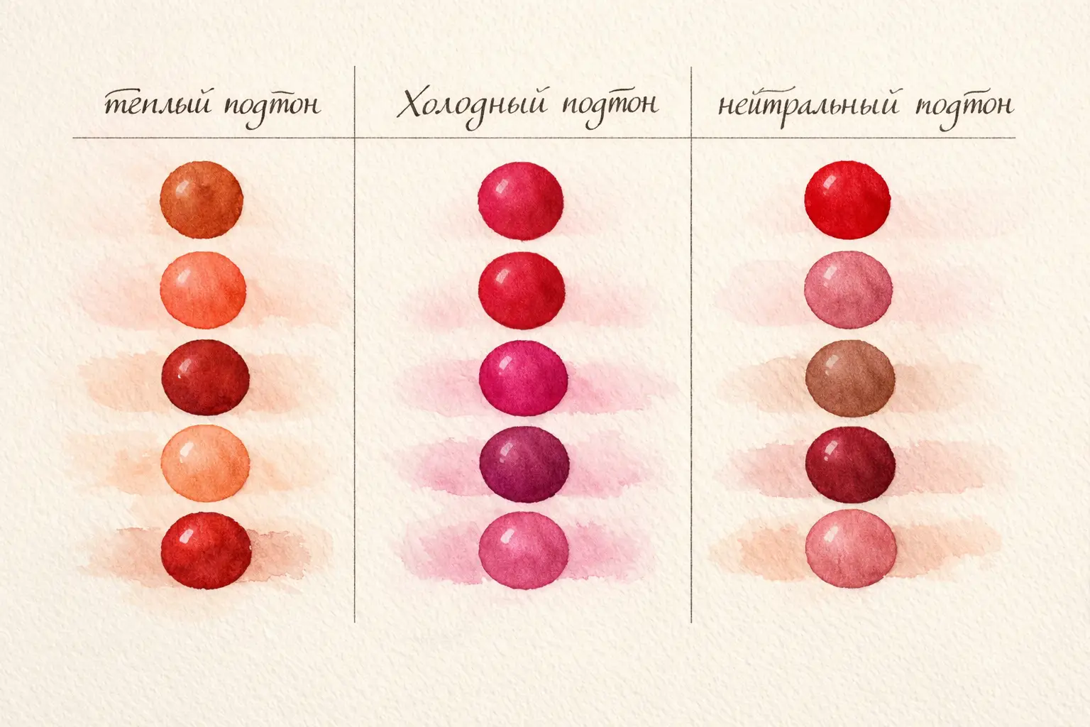 Цвет губ по подтону кожи — схема подбора