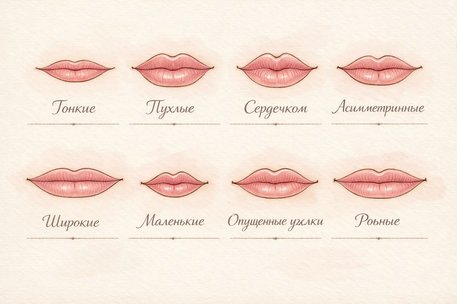 Восемь форм губ — схема с пояснениями