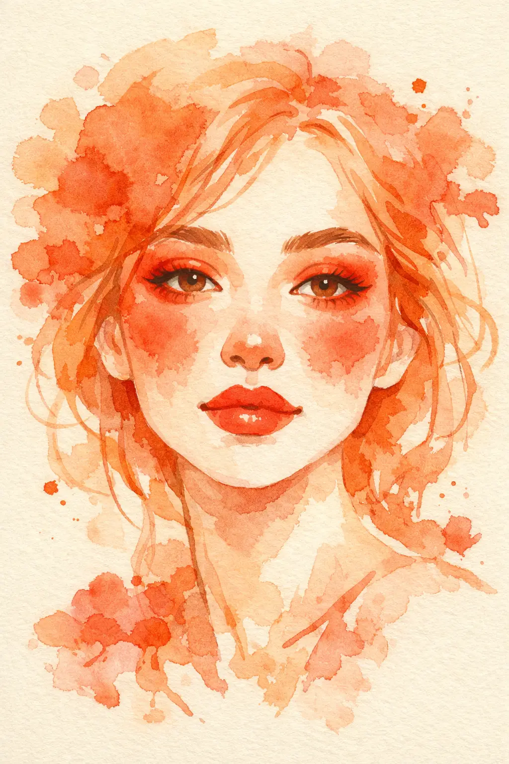 Коралловый монохромный макияж