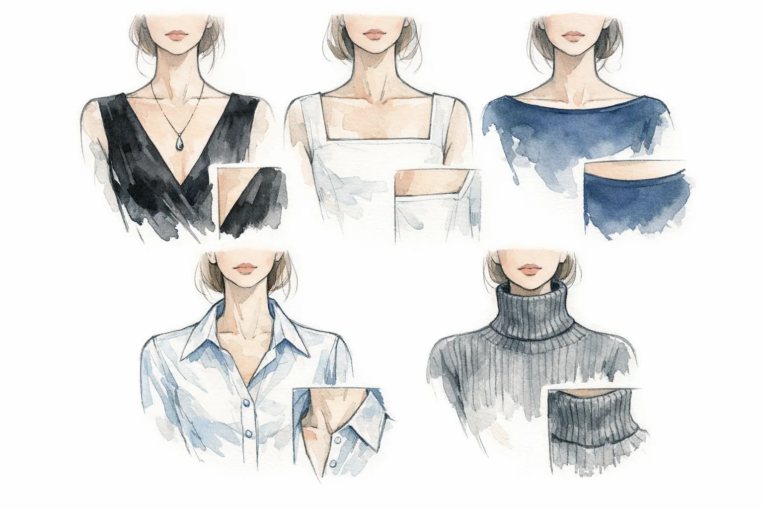Fashion sketch: вырезы и воротники платьев