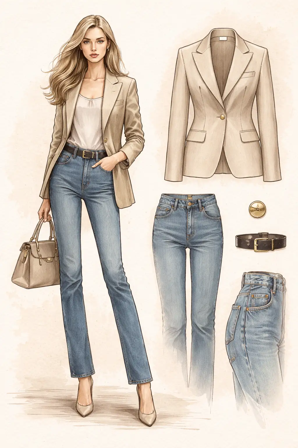 Кашемировый свитер и джинсы — quiet luxury casual