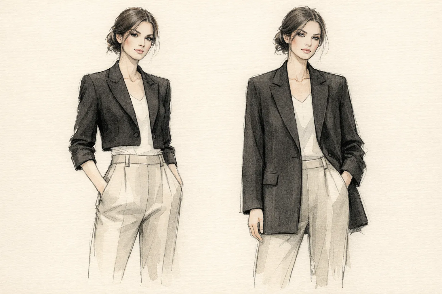 Fashion sketch: длина жакета и пропорции